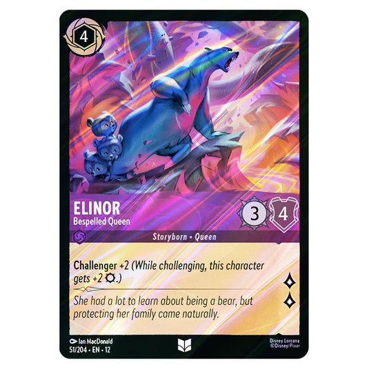 Elinor - Bespelled Queen 51/204 card from the Lorcana set Wilds Unknown