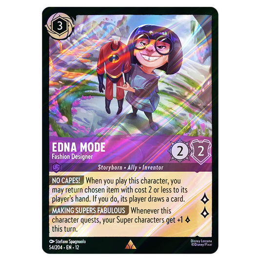 Edna Mode - Fashion Designer 54/204 card from the Lorcana set Wilds Unknown