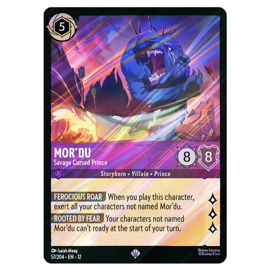 Mor'du - Savage Cursed Prince 57/204 card from the Lorcana set Wilds Unknown