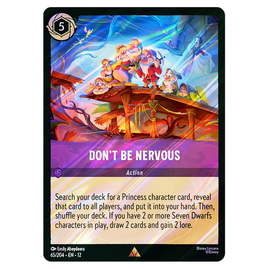 Don't Be Nervous 65/204 card from the Lorcana set Wilds Unknown