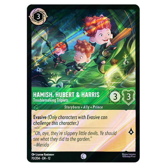 Hamish, Hubert & Harris - Troublemaking Triplets 70/204 card from the Lorcana set Wilds Unknown