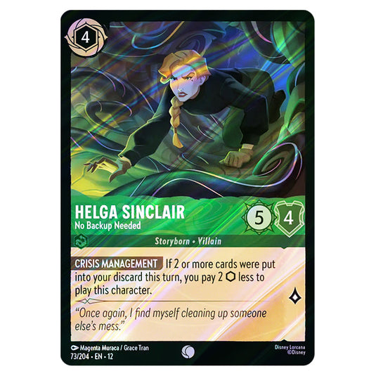 Helga Sinclair - No Backup Needed 73/204 card from the Lorcana set Wilds Unknown