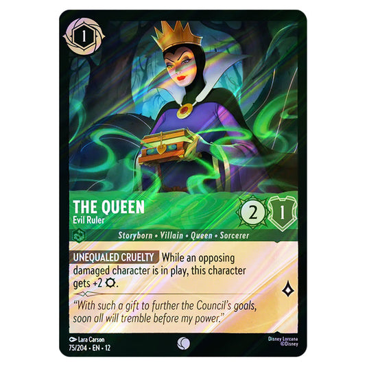 The Queen - Evil Ruler 75/204 card from the Lorcana set Wilds Unknown