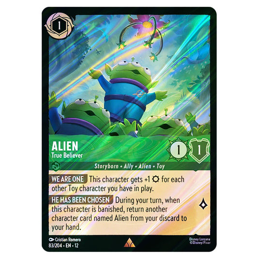 Alien - True Believer 83/204 card from the Lorcana set Wilds Unknown