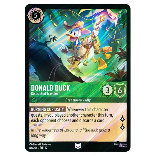 Donald Duck - Distracted Traveler 84/204 card from the Lorcana set Wilds Unknown