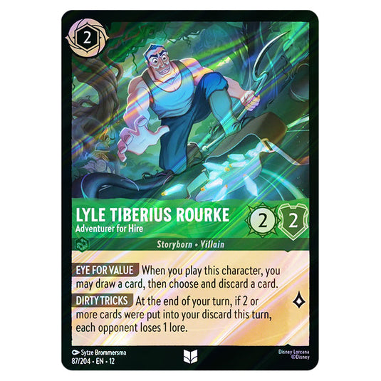 Lyle Tiberius Rourke - Adventurer for Hire 87/204 card from the Lorcana set Wilds Unknown