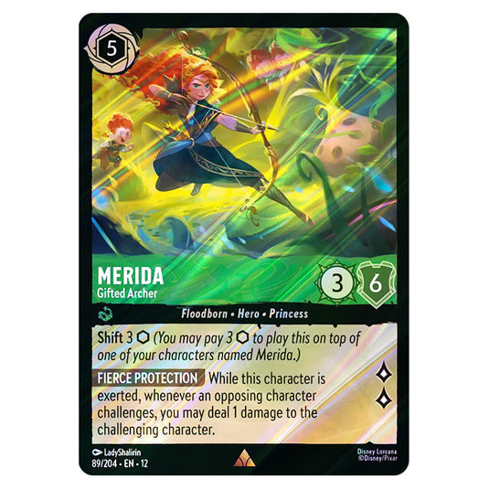 Merida - Gifted Archer 89/204 card from the Lorcana set Wilds Unknown