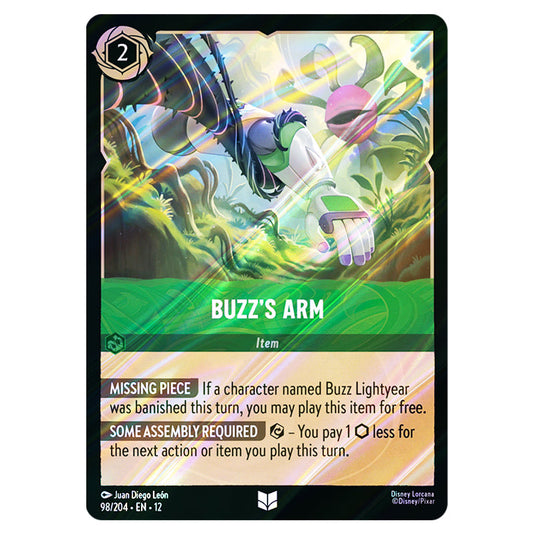 Buzz's Arm 98/204 card from the Lorcana set Wilds Unknown