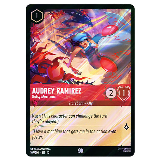 Audrey Ramirez - Gutsy Mechanic 107/204 card from the Lorcana set Wilds Unknown