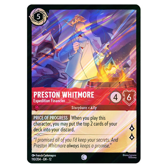 Preston Whitmore - Expedition Financier 110/204 card from the Lorcana set Wilds Unknown
