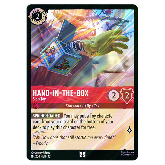 Hand‐in‐the‐Box - Sid's Toy 114/204 card from the Lorcana set Wilds Unknown