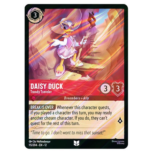 Daisy Duck - Trendy Traveler 115/204 card from the Lorcana set Wilds Unknown