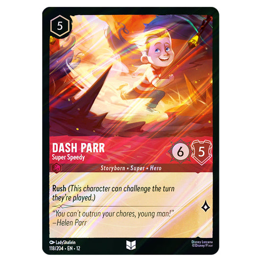 Dash Parr - Super Speedy 118/204 card from the Lorcana set Wilds Unknown