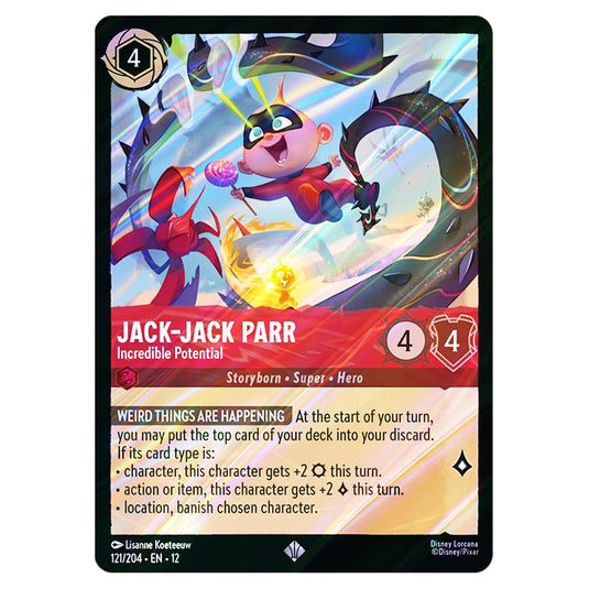 Jack‐Jack Parr - Incredible Potential 121/204 card from the Lorcana set Wilds Unknown