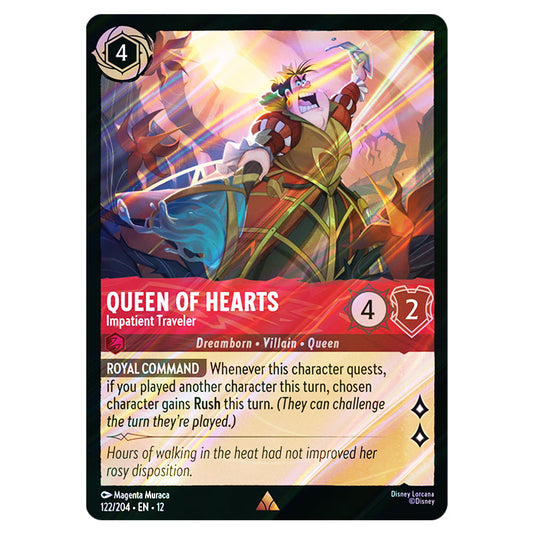 Queen of Hearts - Impatient Traveler 122/204 card from the Lorcana set Wilds Unknown