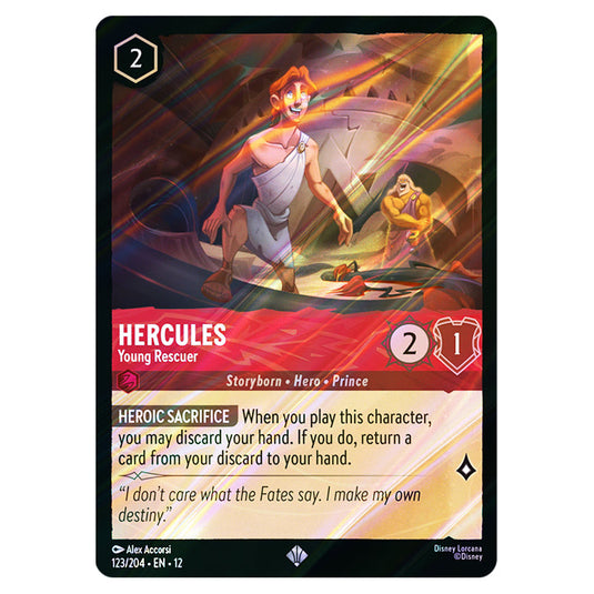 Hercules - Young Rescuer 123/204 card from the Lorcana set Wilds Unknown