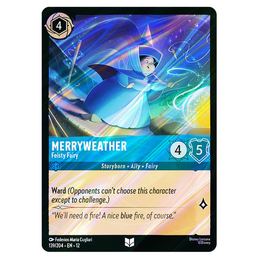 Merryweather - Feisty Fairy 139/204 card from the Lorcana set Wilds Unknown