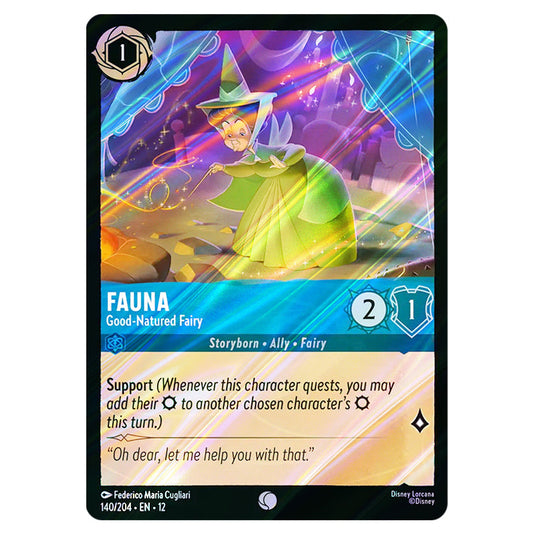Fauna - Good‐Natured Fairy 140/204 card from the Lorcana set Wilds Unknown