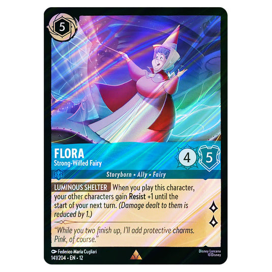 Flora - Strong‐Willed Fairy 141/204 card from the Lorcana set Wilds Unknown