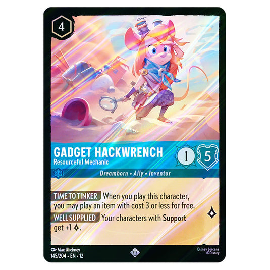 Gadget Hackwrench - Resourceful Mechanic 145/204 card from the Lorcana set Wilds Unknown