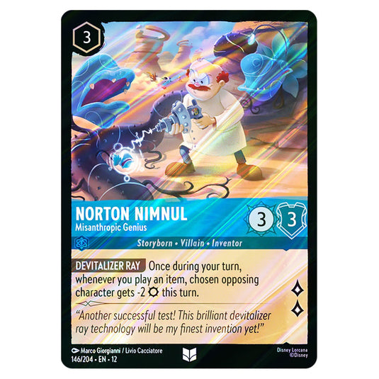 Norton Nimnul - Misanthropic Genius 146/204 card from the Lorcana set Wilds Unknown