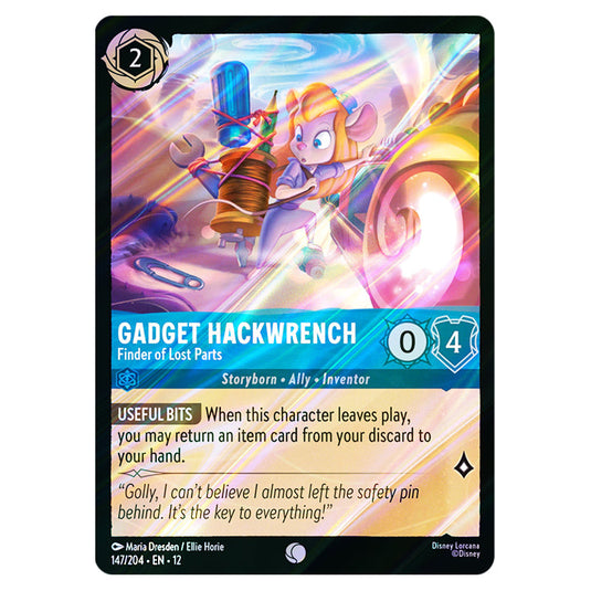 Gadget Hackwrench - Finder of Lost Parts 147/204 card from the Lorcana set Wilds Unknown