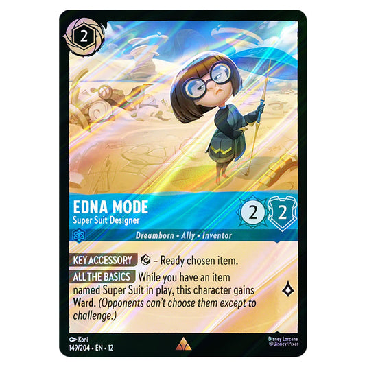 Edna Mode - Super Suit Designer 149/204 card from the Lorcana set Wilds Unknown