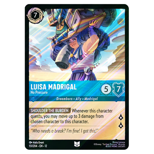 Luisa Madrigal - No Pressure 151/204 card from the Lorcana set Wilds Unknown