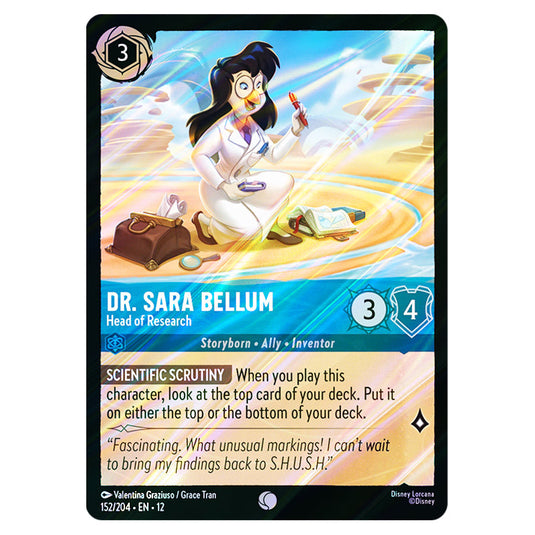 Dr. Sara Bellum - Head of Research 152/204 card from the Lorcana set Wilds Unknown