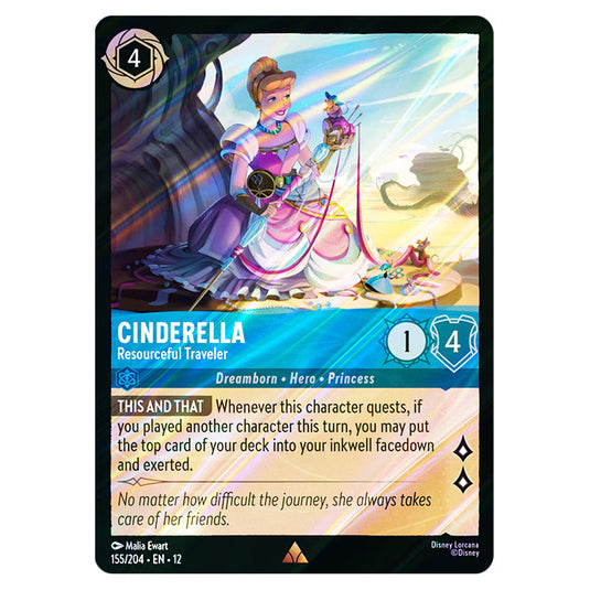 Cinderella - Resourceful Traveler 155/204 card from the Lorcana set Wilds Unknown