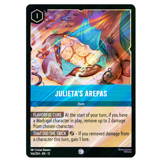 Julieta's Arepas 166/204 card from the Lorcana set Wilds Unknown