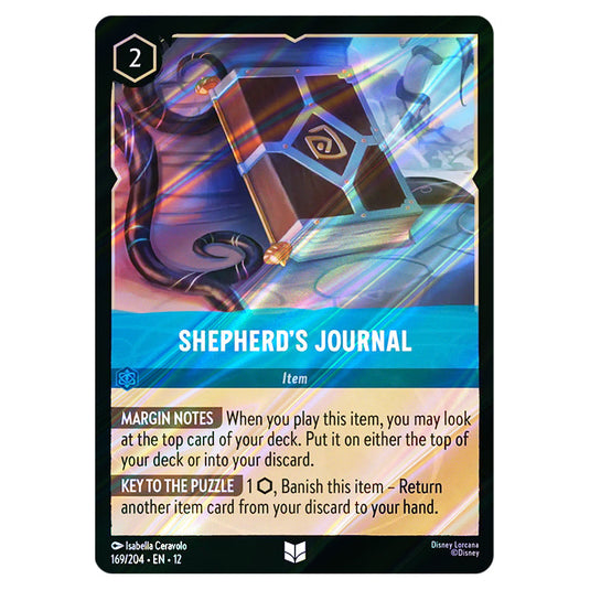 Shepherd's Journal 169/204 card from the Lorcana set Wilds Unknown