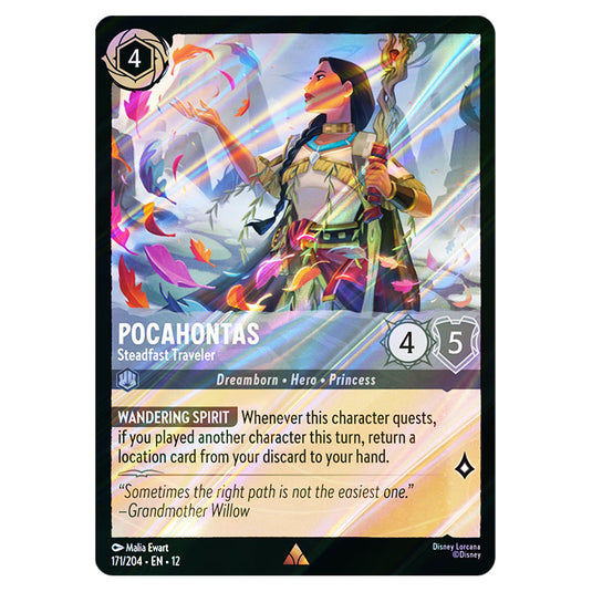 Pocahontas - Steadfast Traveler 171/204 card from the Lorcana set Wilds Unknown