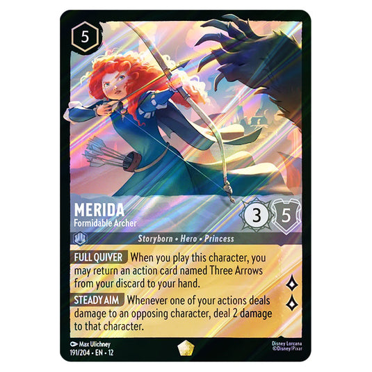Merida - Formidable Archer 191/204 card from the Lorcana set Wilds Unknown