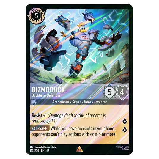 Gizmoduck - Duckburg Defender 193/204 card from the Lorcana set Wilds Unknown
