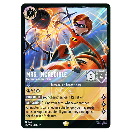 Mrs. Incredible - Determined Rescuer 195/204 card from the Lorcana set Wilds Unknown