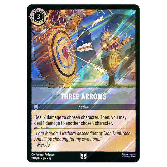 Three Arrows 197/204 card from the Lorcana set Wilds Unknown