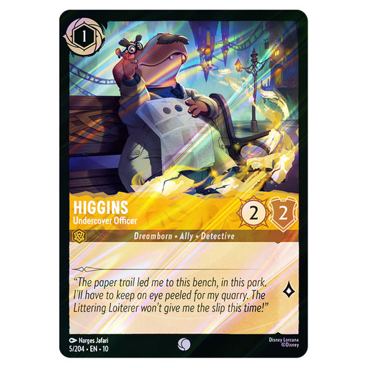 Higgins - Undercover Officer 5/204 card from the Lorcana set Whispers in the Well