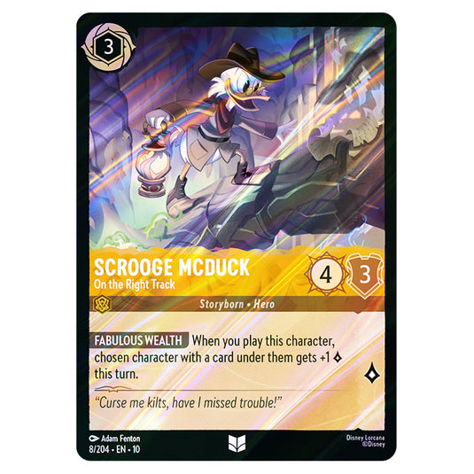 Scrooge McDuck - On the Right Track 8/204 card from the Lorcana set Whispers in the Well