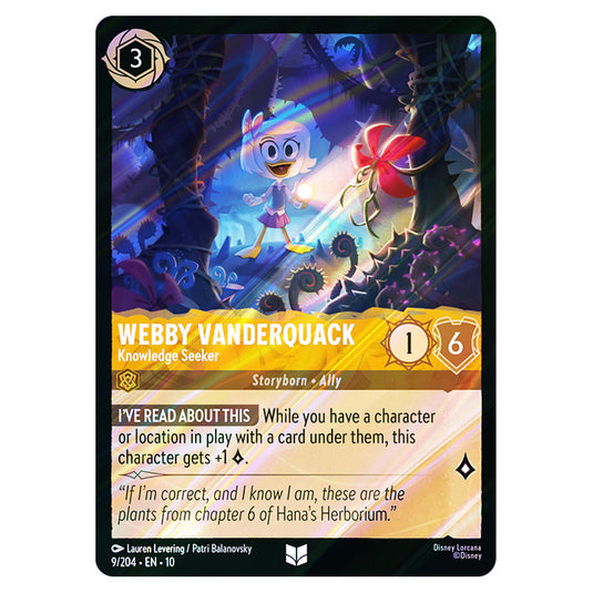Webby Vanderquack - Knowledge Seeker 9/204 card from the Lorcana set Whispers in the Well
