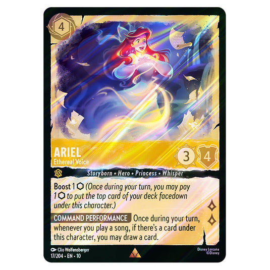 ariel lorcana card The Little Mermaid Disney Franchise for Lorcana TCG you may pay 2 Ink to deal 3 damage to chosen character Ariel Sonic Warrior Enchanted -