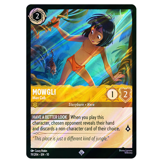 Mowgli - Man Cub 19/204 card from the Lorcana set Whispers in the Well