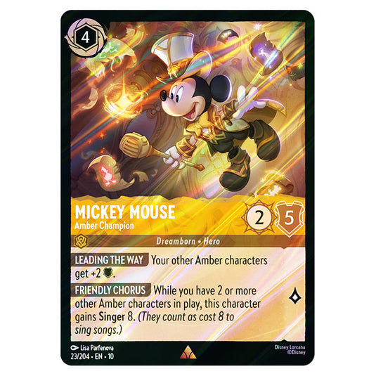 Mickey Mouse - Amber Champion 23/204 card from the Lorcana set Whispers in the Well