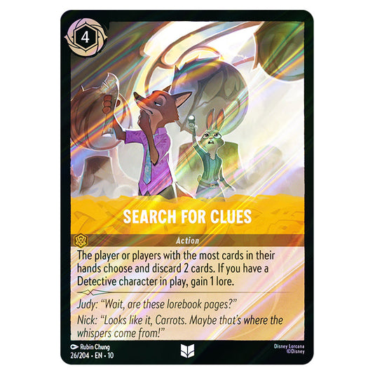 Search for Clues 26/204 card from the Lorcana set Whispers in the Well