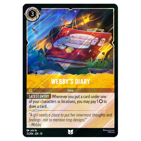 Webby's Diary 31/204 card from the Lorcana set Whispers in the Well