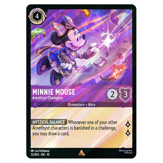 Minnie Mouse - Amethyst Champion 35/204 card from the Lorcana set Whispers in the Well