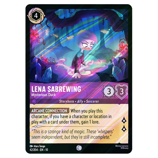 Lena Sabrewing - Mysterious Duck 42/204 card from the Lorcana set Whispers in the Well