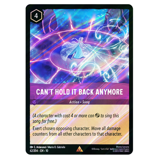 Can't Hold it Back Anymore 62/204 card from the Lorcana set Whispers in the Well
