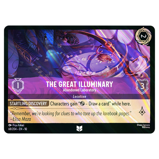 The Great Illuminary - Abandoned Laboratory 68/204 card from the Lorcana set Whispers in the Well