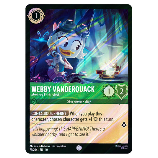 Webby Vanderquack - Mystery Enthusiast 73/204 card from the Lorcana set Whispers in the Well